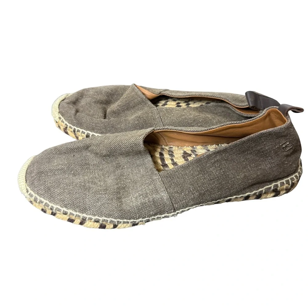 Ralph Lauren Espadrilles Mens 11 Brown Canvas Jute Slip On Loafers Made in Spain